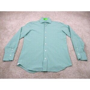 Finamore Shirt Adult 15 3/4 40 Green Blue Plaid Cotton Napoli Italy Mens